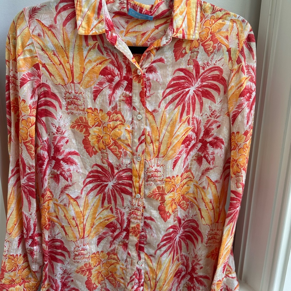 JMcLaughlin tropical print button down shirt